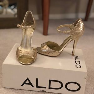 Aldo Gold Open-Toe Pumps